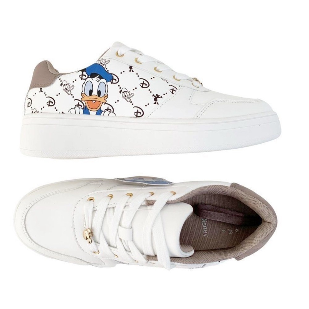 NEW / NENER WORN Disney Donald Duck White Low-Top Sneaker Women  6, 7 & 8 - Picture 5 of 11
